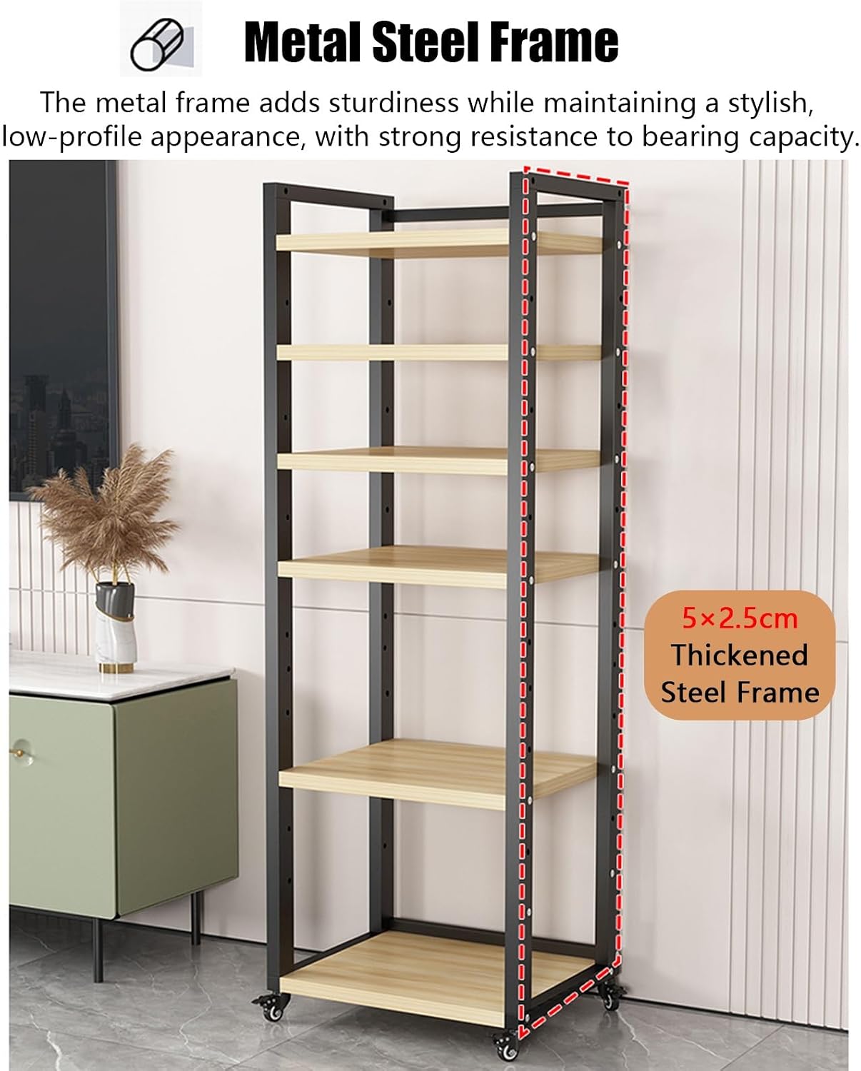Stereo Rack Cabinet 63 Inch High, 5 6 7 8 Tier Record Player Stand for Turntable Av Media Receiver Equipment Storage, Adjustable Shelving Audio Tower Shelf(Color:7 Tier,Size:50cm Wide)