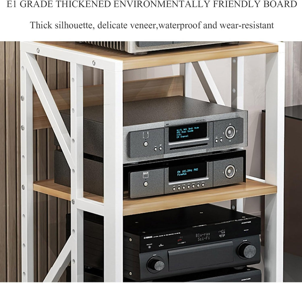 Modern AV Media Stand, Heavy Duty Hifi Audio Component Stand Corner Tv Entertainment Stereo Cabinet Amplifier Rack Shelf Rolling Projector Cart, Office Home Theater Video Rack DVD Record Player Stan