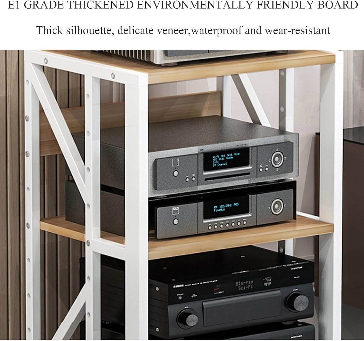 Modern AV Media Stand, Heavy Duty Hifi Audio Component Stand Corner Tv Entertainment Stereo Cabinet Amplifier Rack Shelf Rolling Projector Cart, Office Home Theater Video Rack DVD Record Player Stan