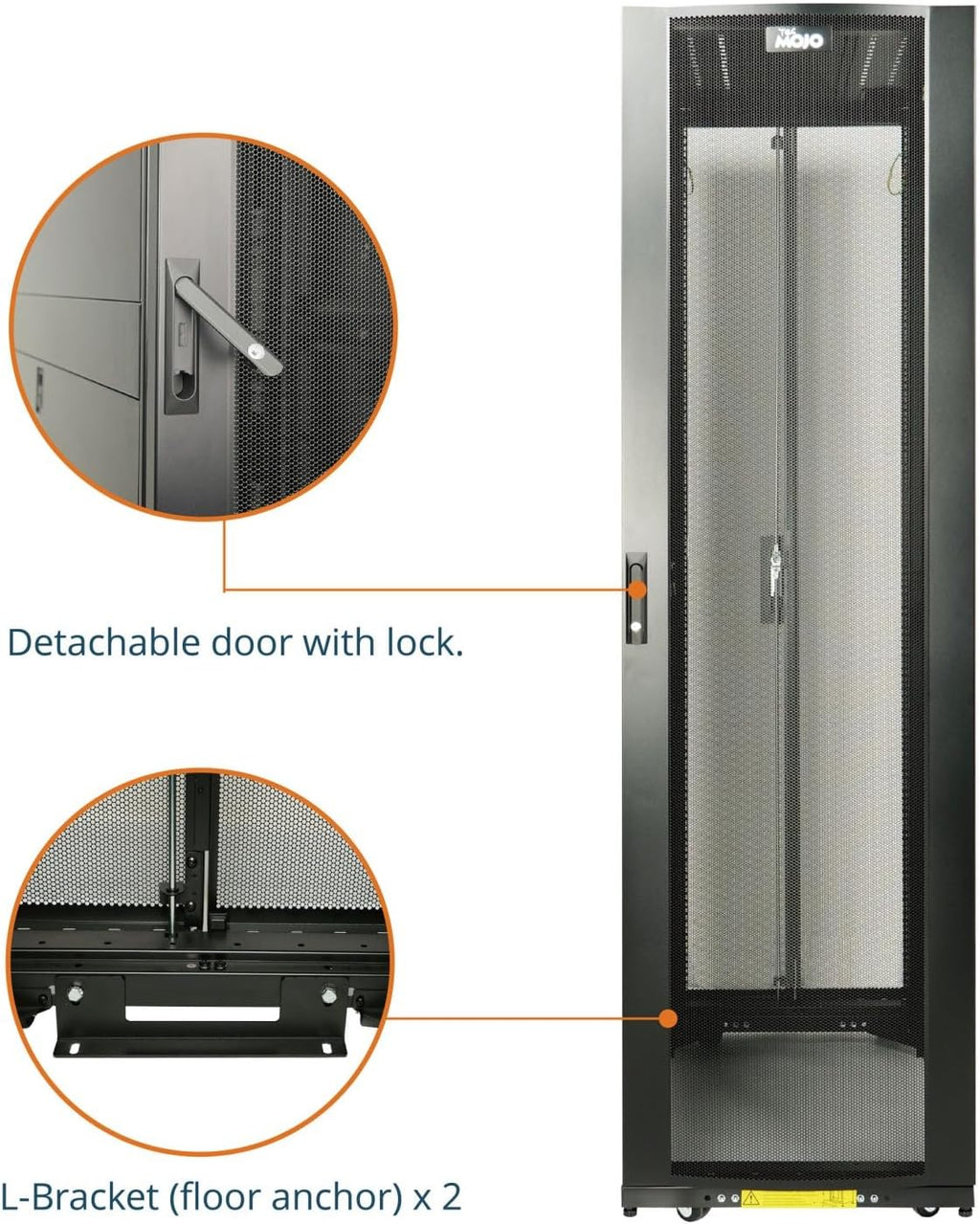 Tecmojo 45U Server Rack Cabinet - PRE-Assembled 24inch Width 43inch Depth IT Network Equipment Cabinet Rack Enclosure with Casters - 3000lbs Weight Capacity(06Black)