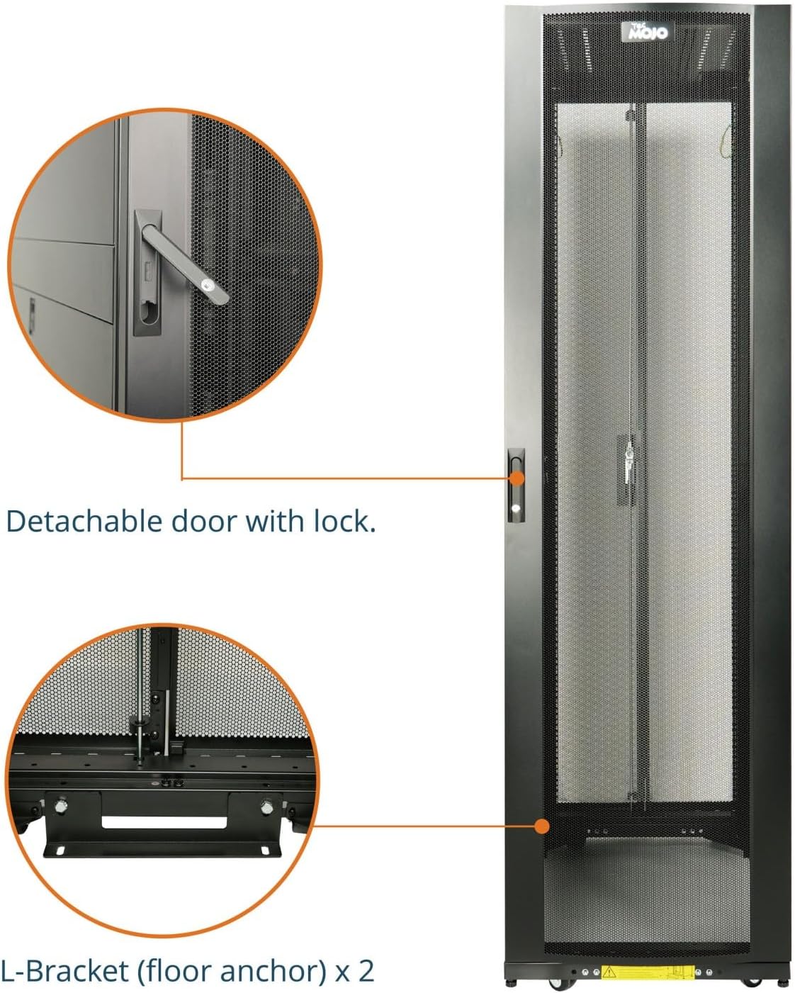 Tecmojo 45U Server Rack Cabinet - PRE-Assembled 24inch Width 48inch Depth IT Network Equipment Cabinet Rack Enclosure with Casters - 3000lbs Weight Capacity(06Black)