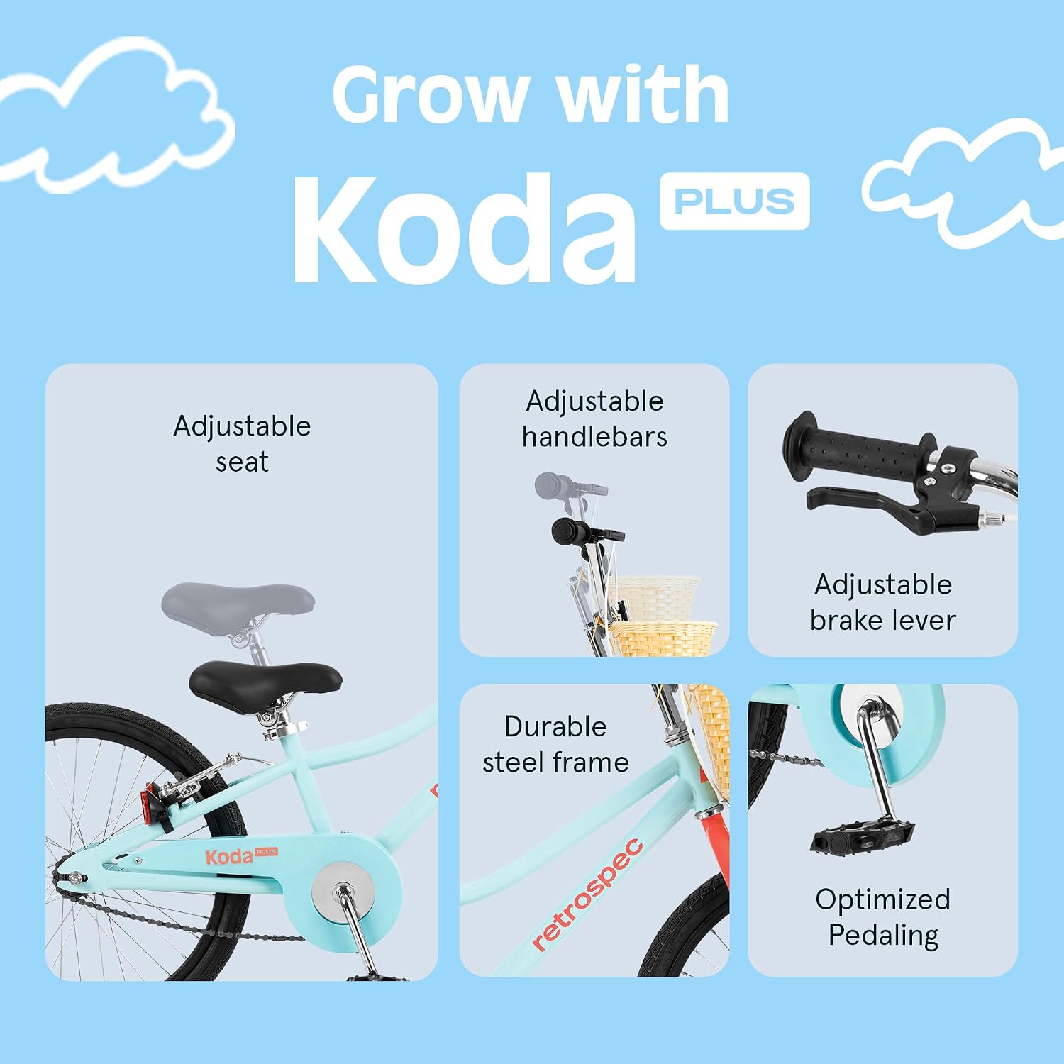 Retrospec Koda Plus Kids Bike for Boys & Girls Ages 6-8 Years - Children's Bicycle, Adjustable Seat & Handlebars