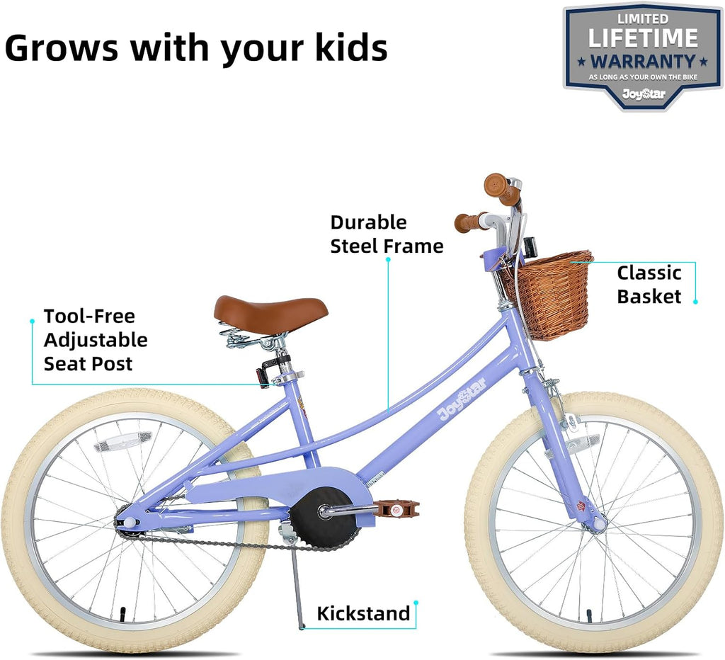 JOYSTAR Girls Bike for 2-12 Years Old Toddlers and Kids, 12' 14' 16' 18' 20' Retro Style Kids Bike with Training Wheels, 18 20 Inch Children Bicycle with Kickstand