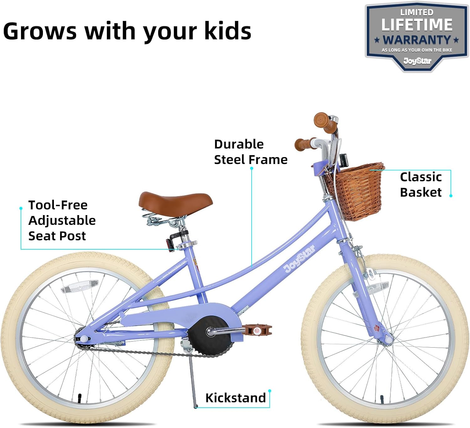 JOYSTAR Girls Bike for 2-12 Years Old Toddlers and Kids, 12' 14' 16' 18' 20' Retro Style Kids Bike with Training Wheels, 18 20 Inch Children Bicycle with Kickstand