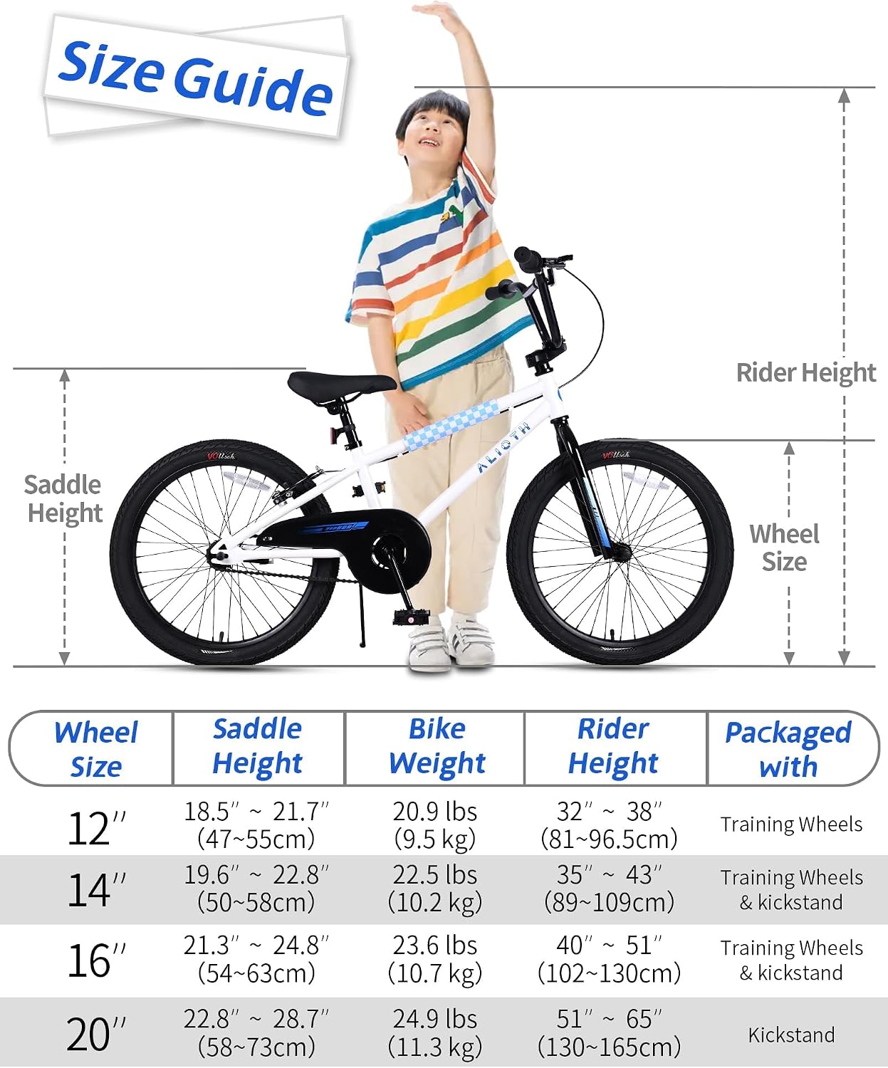 vollsch BMX Style 12 14 16 Inch Kids Bike Training Wheels 20'' Bicycle with Kickstand for 2-14 Years Old Toddlers Boys Girls Coaster Brake Multiple Colors