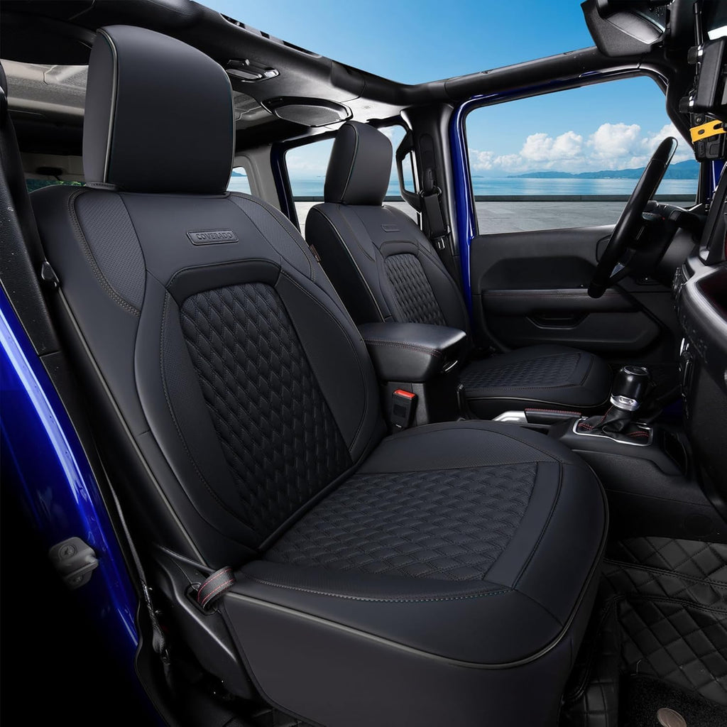 Coverado Seat Covers Full set for Jeep Wrangler, Waterproof Car Seat Covers for Truck Automotive Seat Covers Custom Fit for 2008-2012 Jeep Wrangler JK 4-Door, Full Coverage Wrangler Seat Covers(Black)