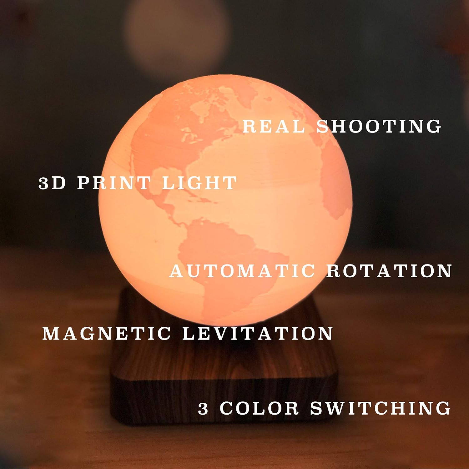 Night Light Moon Light Magnetic Floating Planet Lamp Interior 3D Print LED Bedside Nursing Creative Gift Table Lamp (18cm Earth)
