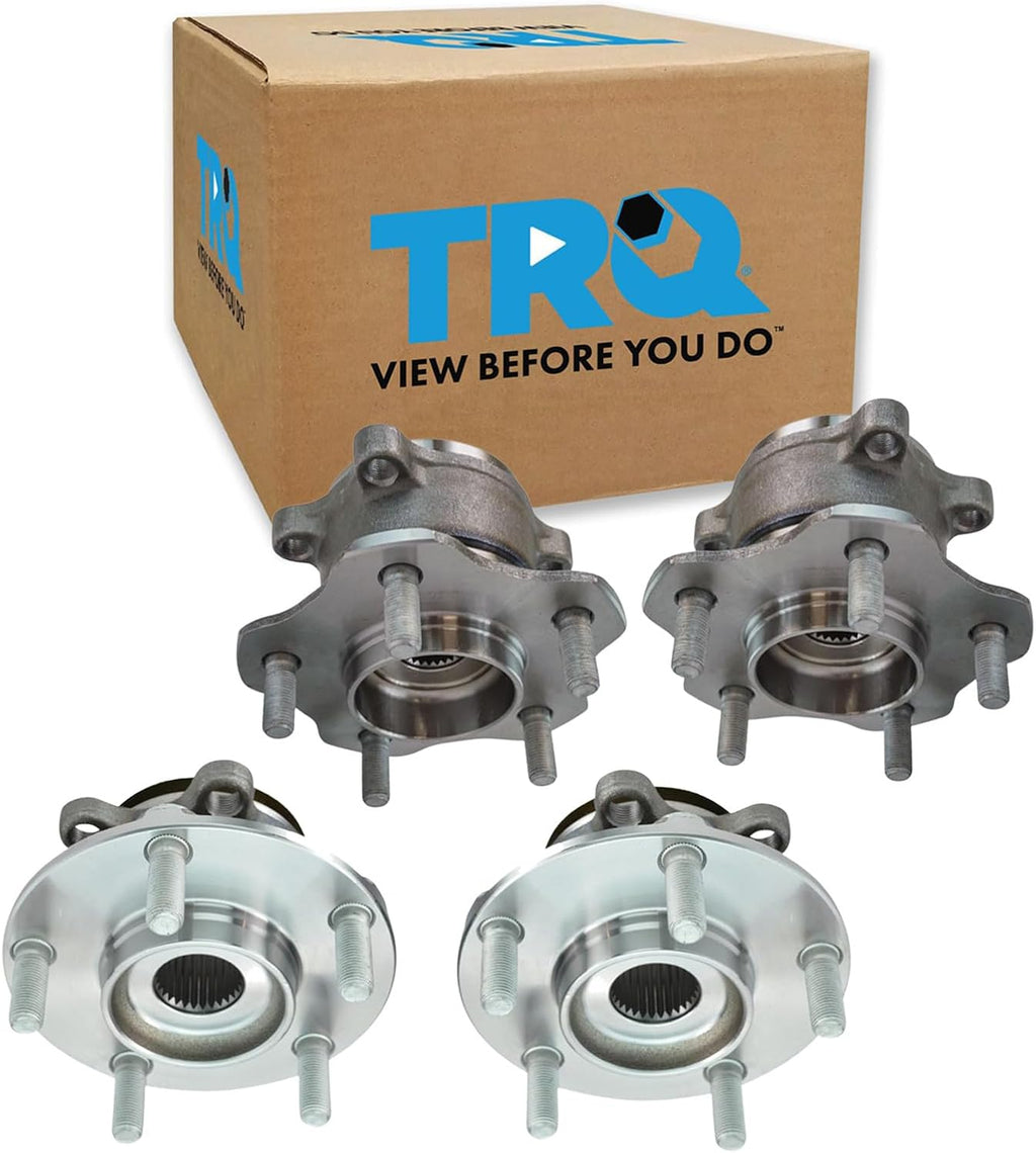 TRQ Front and Rear Wheel Bearing and Hub Assembly Set 4 Piece Compatible with 2008-2013 Nissan Rogue All Wheel Drive