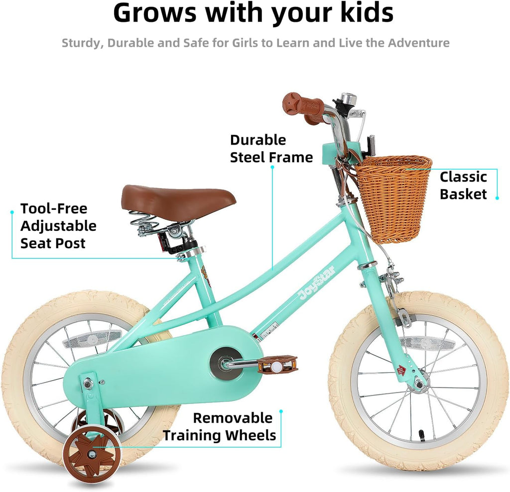 JOYSTAR Girls Bike for 2-12 Years Old Toddlers and Kids, 12' 14' 16' 18' 20' Retro Style Kids Bike with Training Wheels, 18 20 Inch Children Bicycle with Kickstand