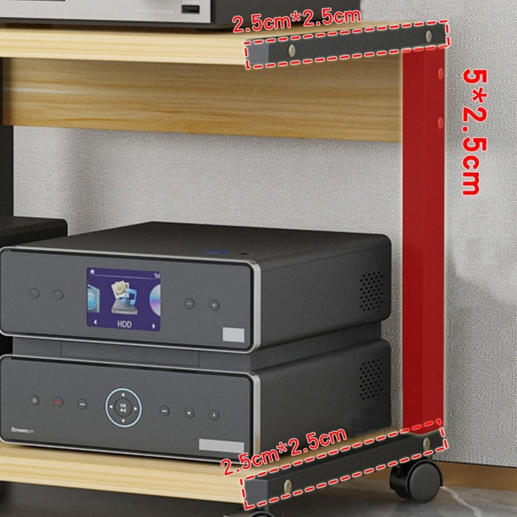 Stereo Rack 2-Tier Wood Shelf Audio Rack Media Stand and Theater Equipment Cabinet Multifunction Storage Rack
