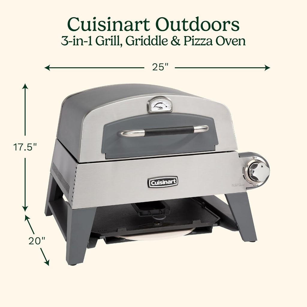 Cuisinart Portable 3-in-1 Grill, Griddle, and Pizza Oven, Perfect for BBQs