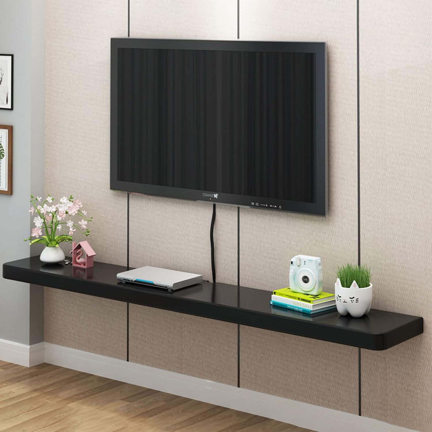 Wall Shelf Wall mounted TV Cabinet Floating Shelf TV Console Audio-visual Equipment Shelves Office Storage Shelf Book Shelf Gaming Shelf TV Stands Wall Unit Decor TV Board Ledge Display Shelf Black