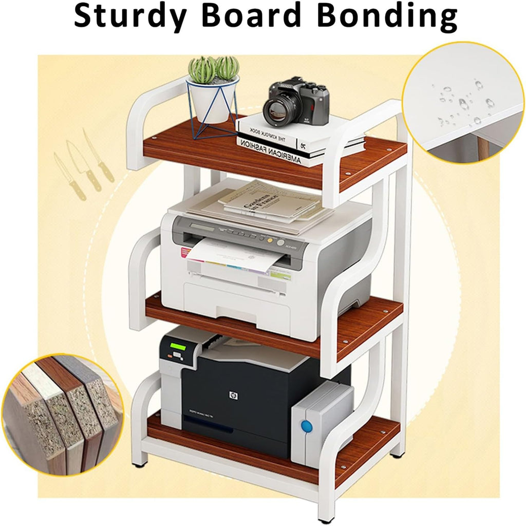 White 3-Tier Media Stand - Floor-Standing Audio Rack & Stereo Cabinet for Living Room, Gaming, & Recording - DVD Display Shelf & AV Equipment Storage Solution