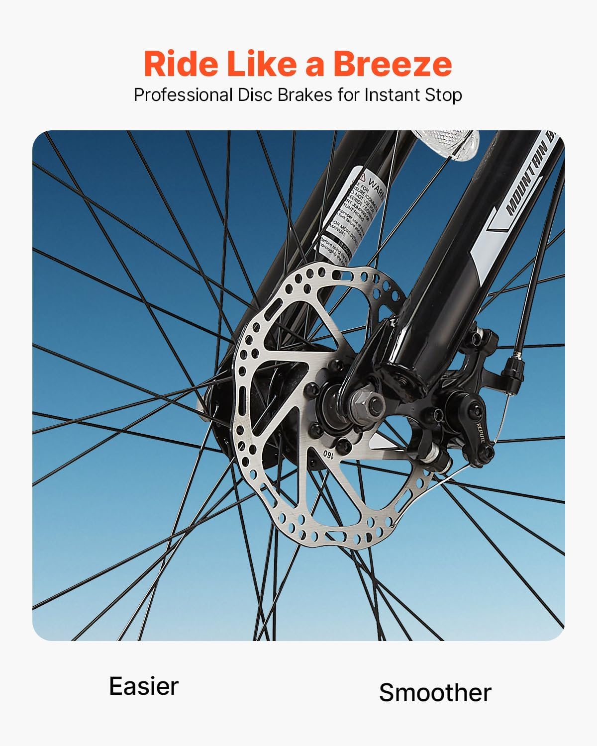 VEVOR Mountain Bike for Men/Women, 20'/26'/29' Sizes, 7/21/24 Speed Twist Shifting, Front or Dual Suspension, Dual Disc Brakes, Comfort Saddle, Sleek Colors