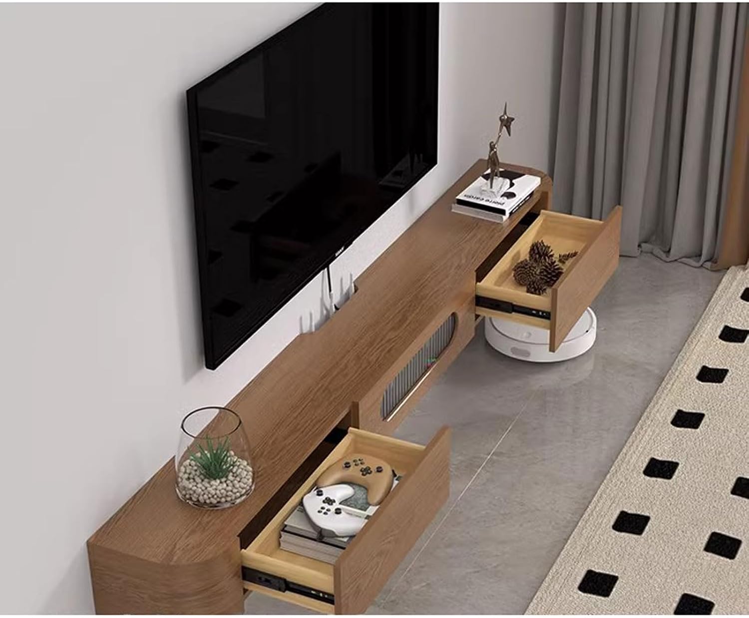 Wall Mounted TV Cabinet Floating TV Shelf Wall Shelf WiFi Router Set top box Toy Storage Shelf Display Shelf TV Board TV Wall Unit Decor Shelf Media TV Console Audio-visual Equipment Shelves 160cm