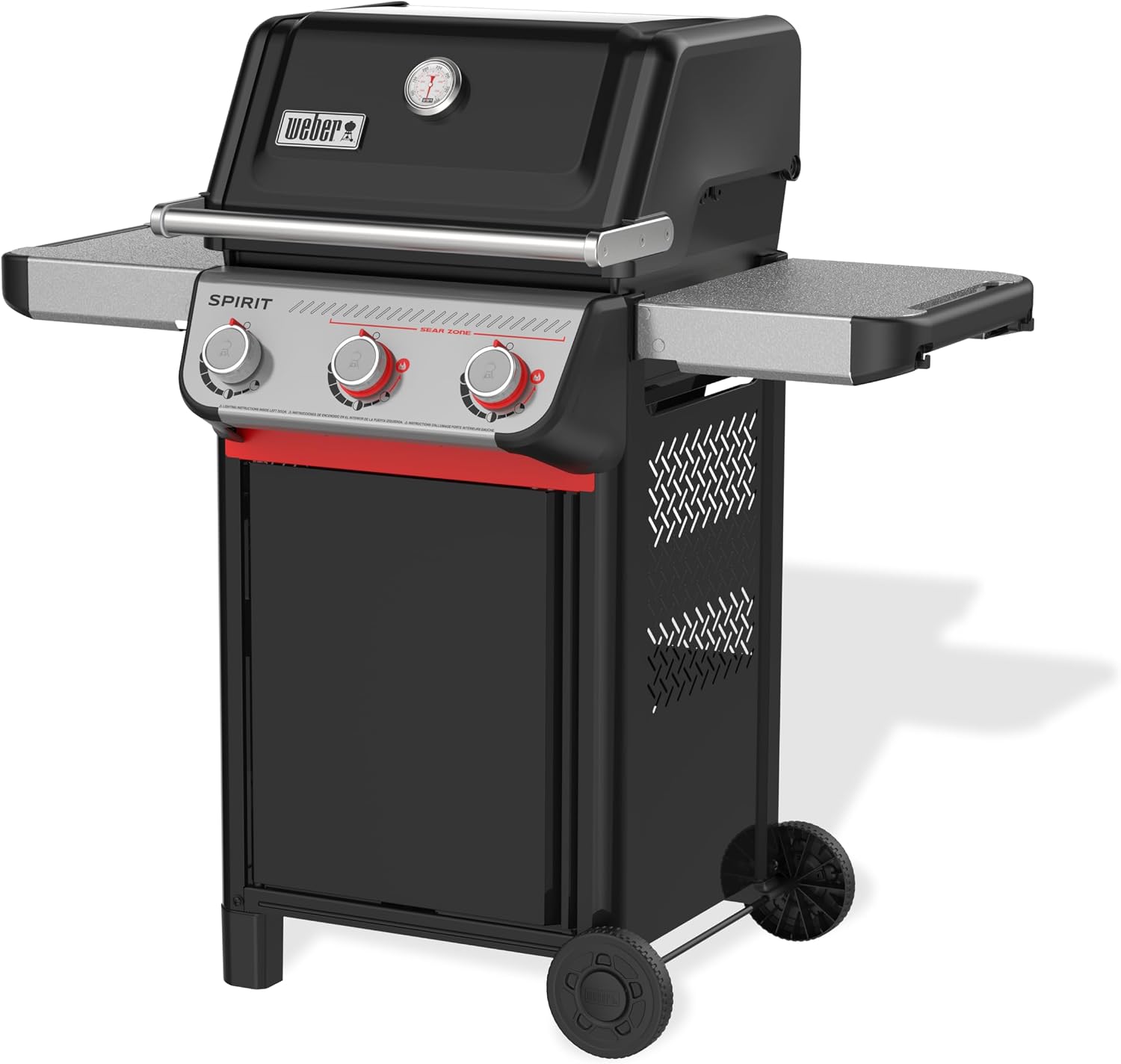 Weber Spirit E-325 Liquid Propane Gas Grill for Outdoor Cooking and BBQ, 3 Burners and 2 Boost Burners, Black – Porcelain-Enameled Cast-Iron Grates, Sear Zone