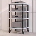 4 Shelf Home Modern HiFi Rack Electronics Equipment Shelfs, Rolling Stereo Racks with Wheels Media Stand Audio/Video Component Cabinet(White)