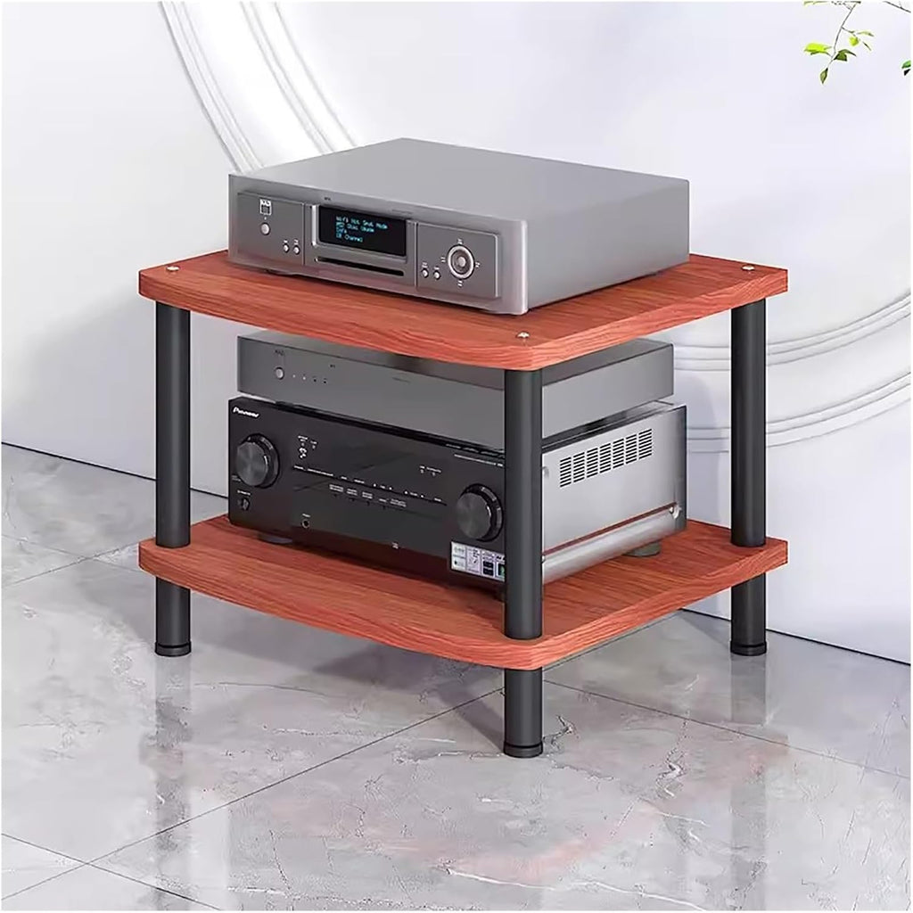 Heavy Duty Audio/Video Media Stand - Modern 2/3/4 Tier Stereo Rack Cabinet for Home/Living Room, Electronics Equipment Shelf Unit (Brown, 44cm Height)
