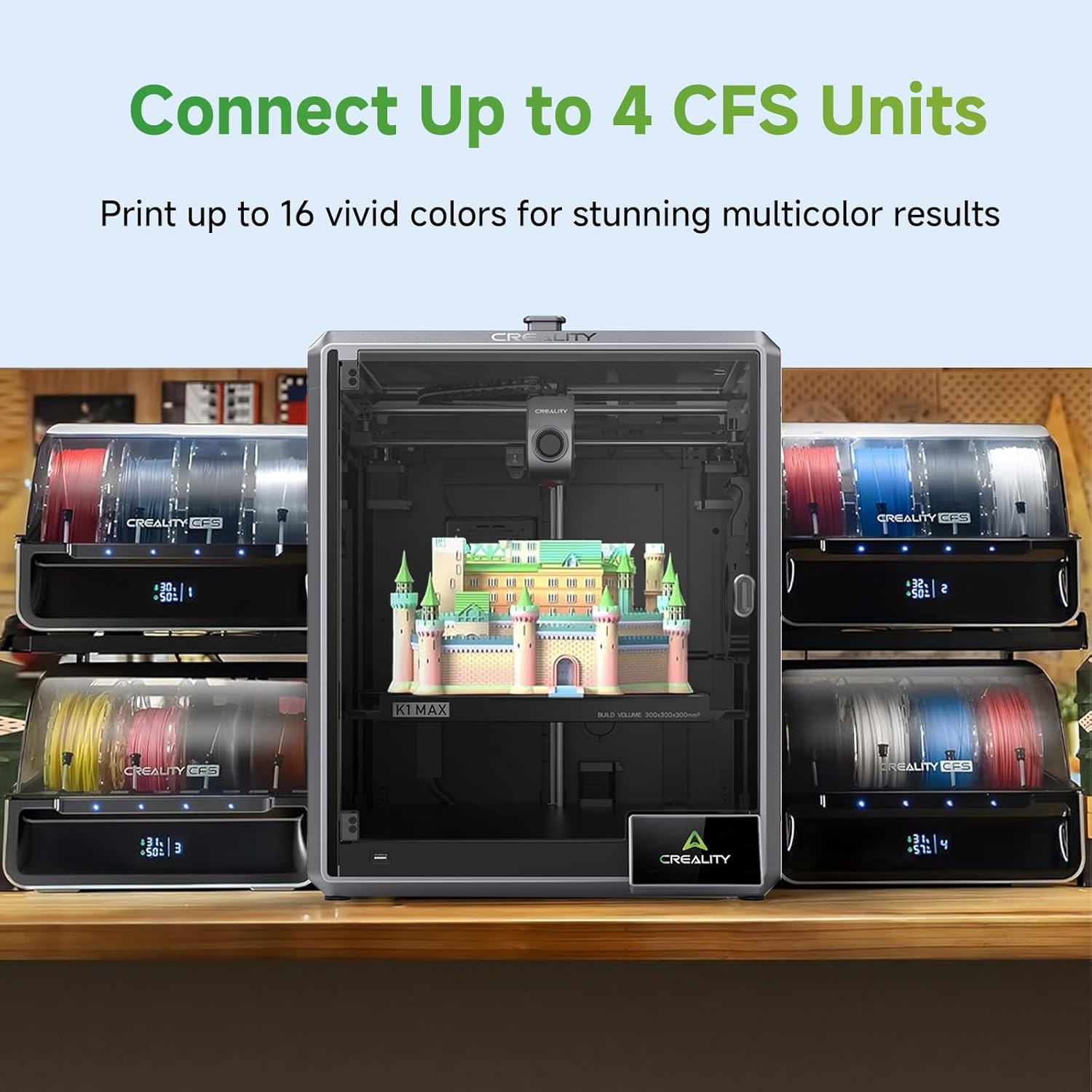 Official Creality K1 Series CFS Upgrade Kit with CFS, Multicolor Printing Upgraded Accessories and Creality Filament System for Older Versions K1 SE, K1, K1C, K1 Max 3D Printers with Integrated Nozzle