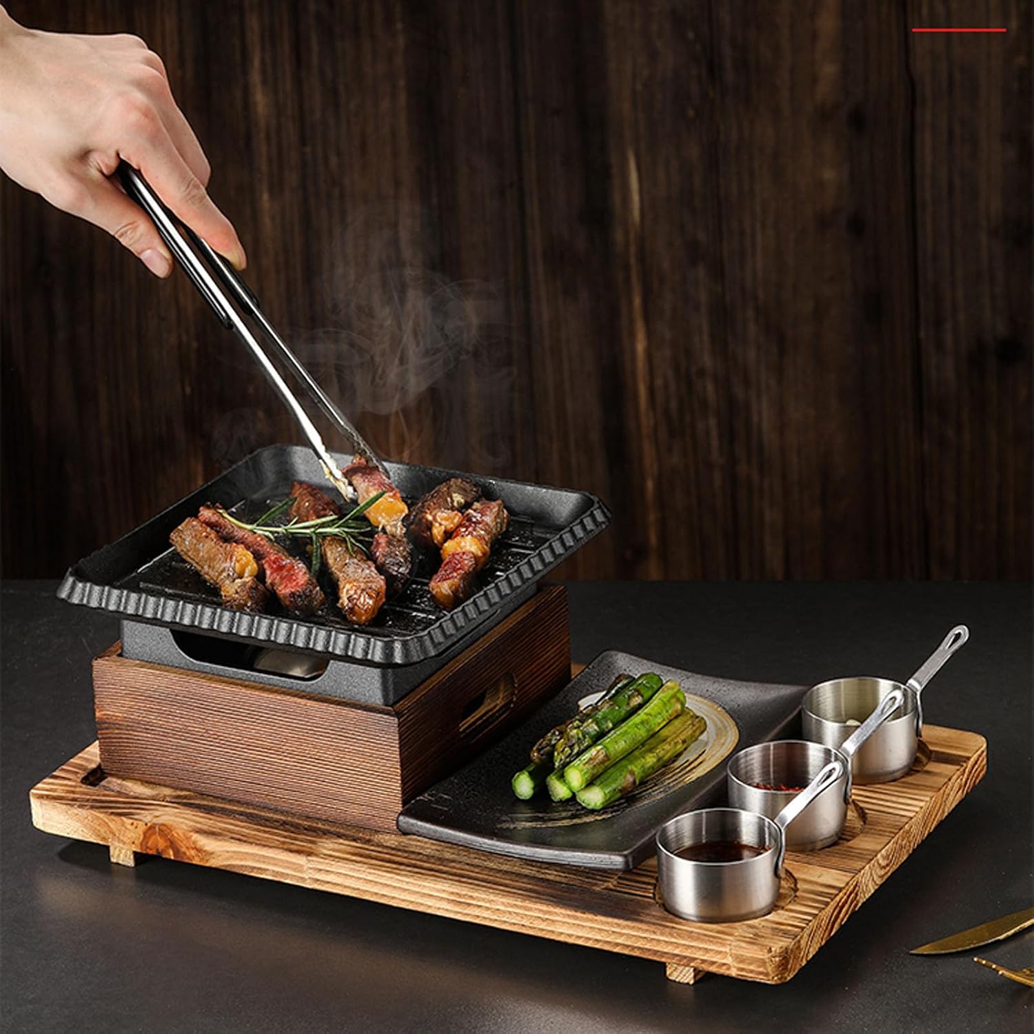 Portable BBQ Grill Korean Japanese Tabletop Barbecue Grill Charcoal BBQ Oven Alcohol Stove for Indoor Dining Table, Camping,C
