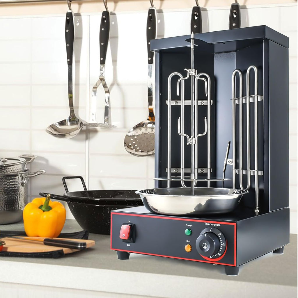 Electric Vertical Rotisserie Shawarma Broiler Kebab Grill Machine Al Pastor Rotating Grill with Temperature Chime,(Patented Product)