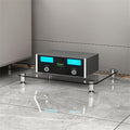 1/2/3/4 Tier Stereo Rack AV Media Stand with Tempered Glass Shelves, Audio Rack Tower CD Record Player Stereo Receiver AV Equipment Cabinet Display Stand,Clear,1 Tier