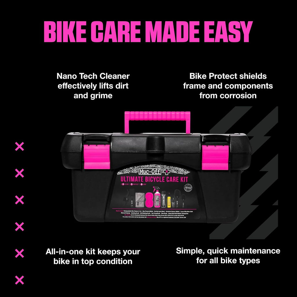 Muc Off Ultimate Bicycle Cleaning Kit - Must-Have Kit to Clean, Protect and Lube Your Bike - Includes Bike Cleaner, Bike Protect, Brushes and More