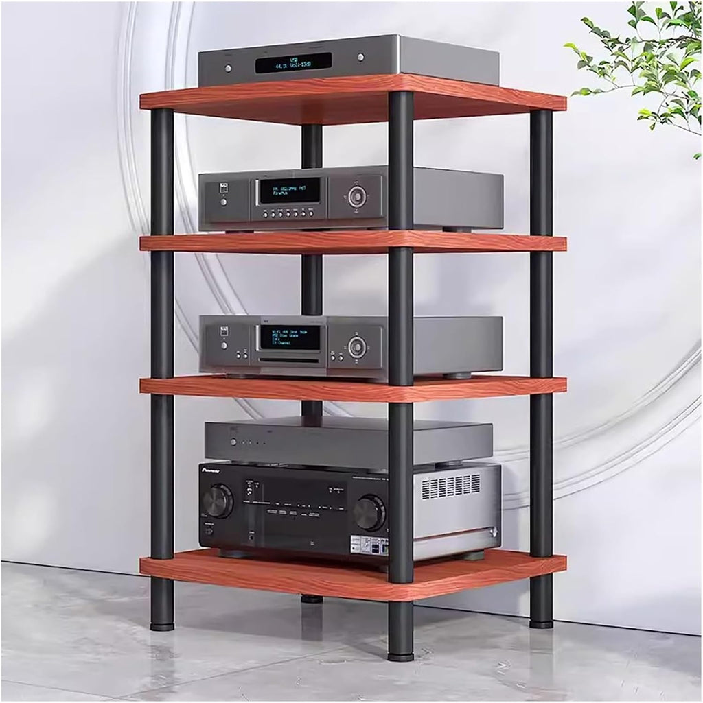 Heavy Duty Media Stand Audio/Video Component Cabinet, 2/3/ 4 Tier Home/Living Room Modern Stereo Racks and Stands, Electronics Equipment Shelf Unit, Brown-H 89cm