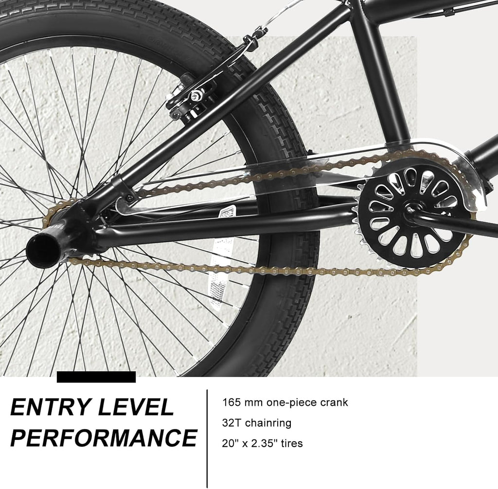 WEIZE Freestyle BMX Bike, 20 inch Trick Bicycle for Kids, Hi-Ten Steel Frame, 360 Degree Rotor Freestyle, 4 Pegs Single Speed Teen Bike for Boys Girls & Beginner-Level to Advanced Riders