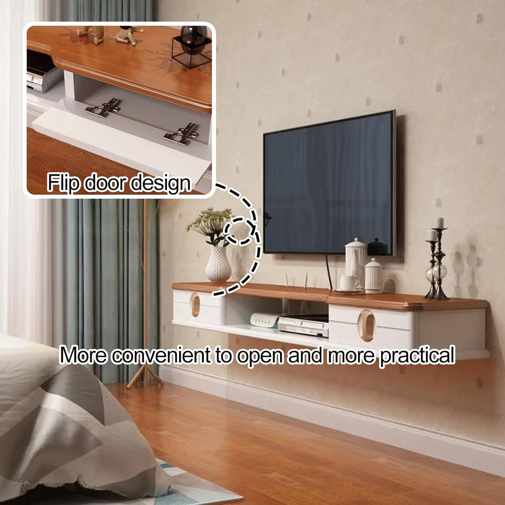 Wall Mounted TV Cabinet, Audio and Video Equipment Storage Wall Rack Media Control Center with Drawer, for Bedroom Living Room Media Room Gaming Room, for 32-70' TVs (Color : Gris, Size : 1
