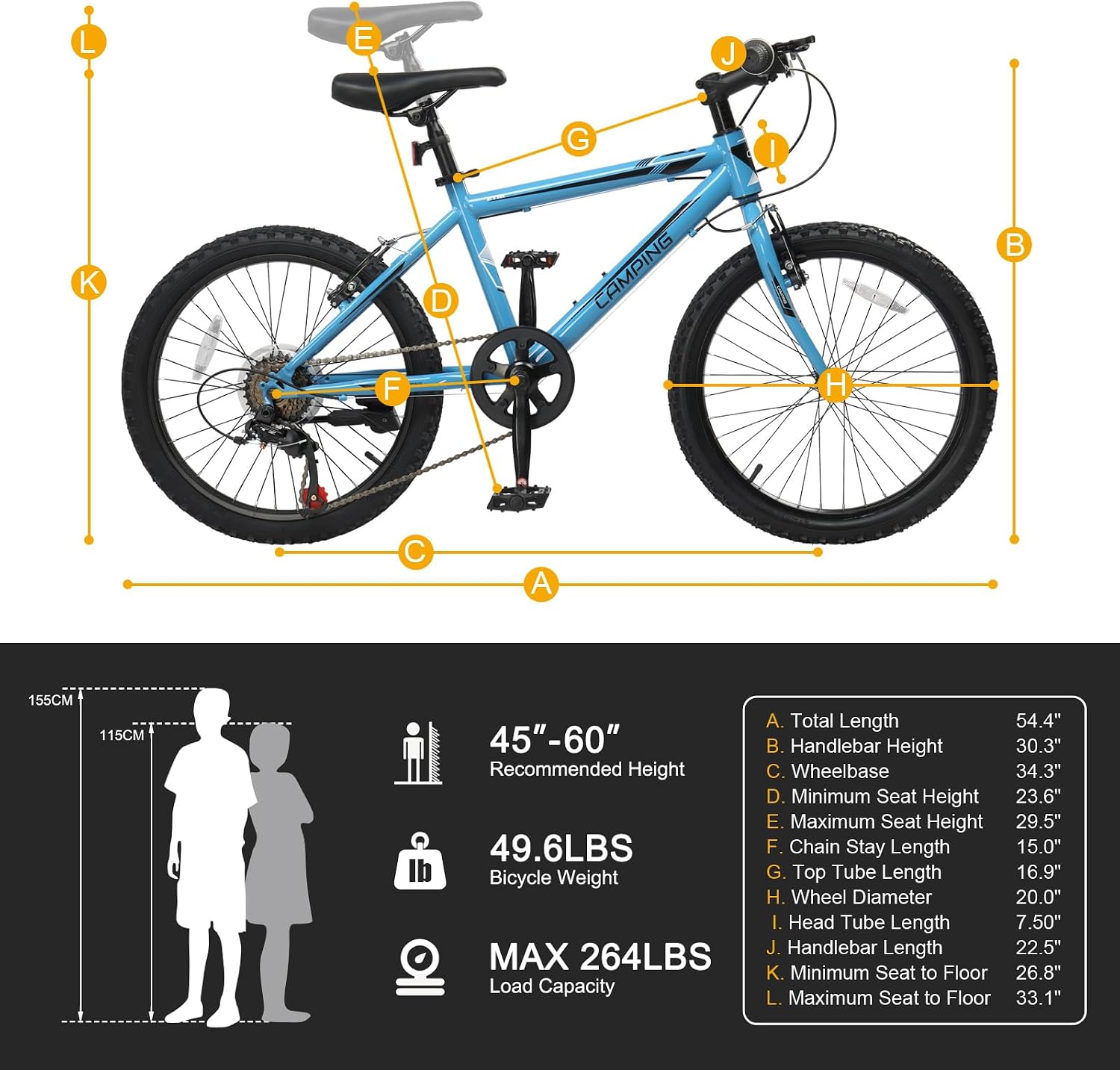 CamPingSurvivals 20/24/26 Inch Mountain Bike for Men/Women, Adult Bicycle with Professional 7 or 21 Speed Shifting, Double Shock Effect, Comfort Saddle and Pretty Look