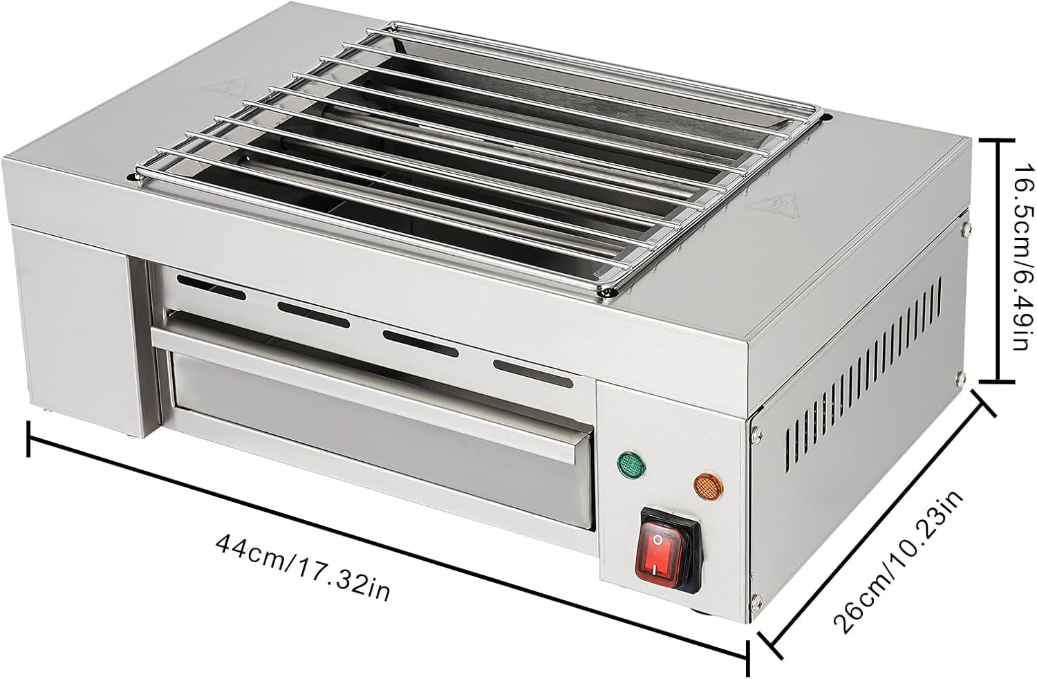 Portable Electric Grill 110V Indoor Smokeless Searing Grill Commercial Yakitori Griddle Stainless Steel Restaurant Korean BBQ Grill 446°F