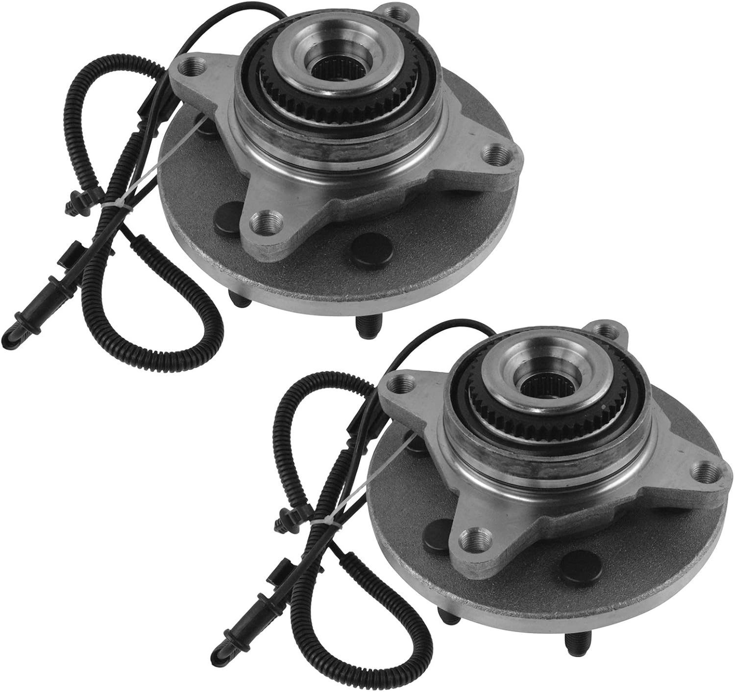 TRQ Front Left and Right Wheel Bearing and Hub Assembly Set 2 Piece Compatible with 11-14 Ford F-150 FX4 XLT 4 Wheel Drive with 6 Lug Wheels 11-14 Lincoln Navigator 4 Wheel Drive with 6 Lug Wheels