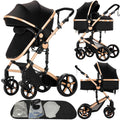 Nine point nine 2 in 1 Baby Stroller, Reversible Convertible Infant Stroller of One-Click Folding, Newborn Travel Strollers Toddler Standard Pram Carriage (2US588-BG)