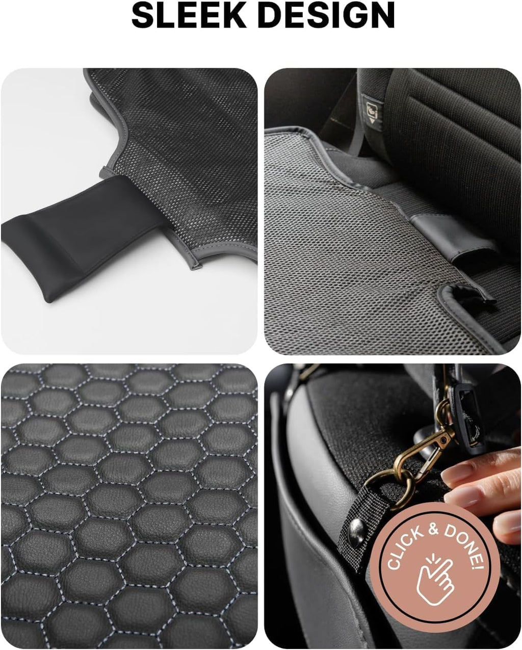 Owleys Set Seat Back Organizer & Car Seat Protector Hexy Waterproof & Non-Slip Protector for Child Car Cushion for Leather and Fabric Seats (Black Set 2)