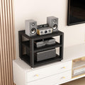 Audio Rack AV Media Stand Wooden Record Player Stand Equipment Console Shelf, for Entertainment Stereo Racks Component Storage and Collection Display(Black,35.5cm/14in)