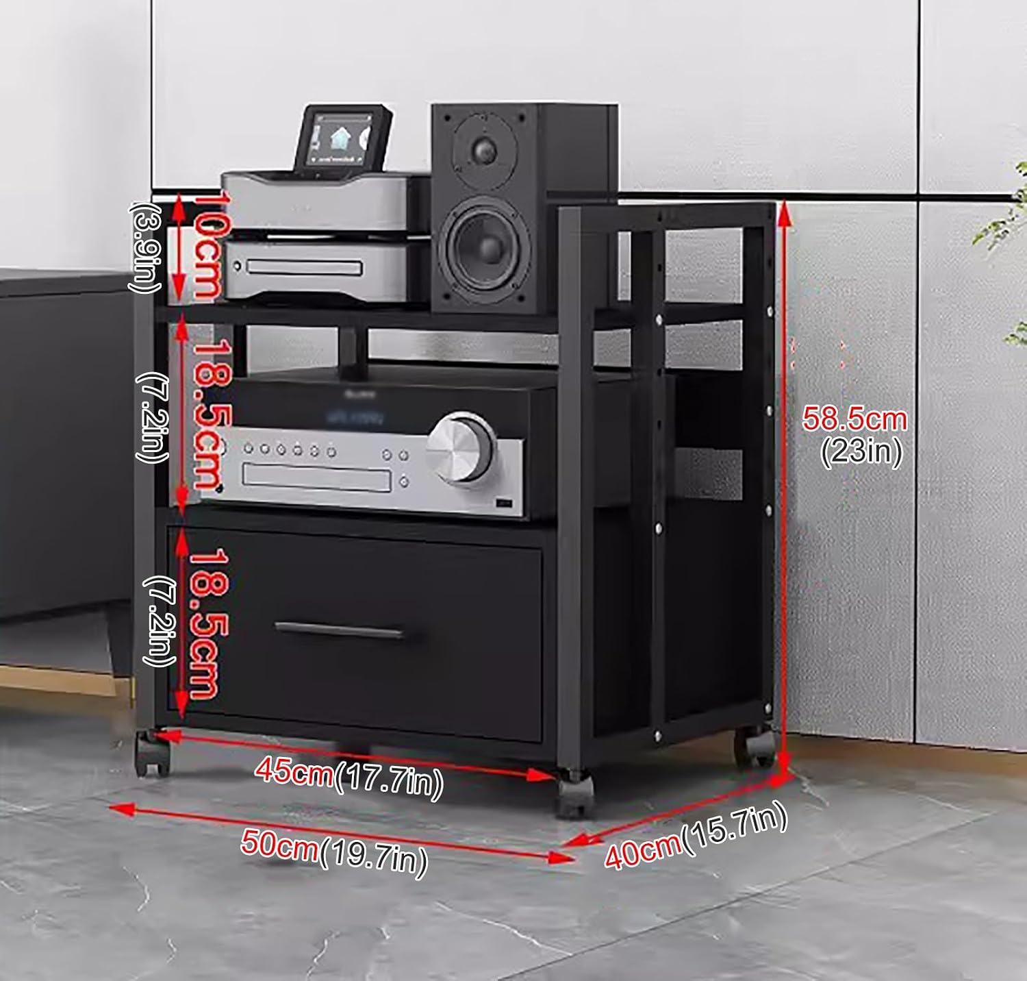 Metal Audio Component Rack Tower Media Stereo Stand Equipment Shelf for Home Office Bedroom, Freestanding Heavy Duty Audio Component Stand Shelving (Color : Style2, Size : 4 Tier) (Style2 2 tier)