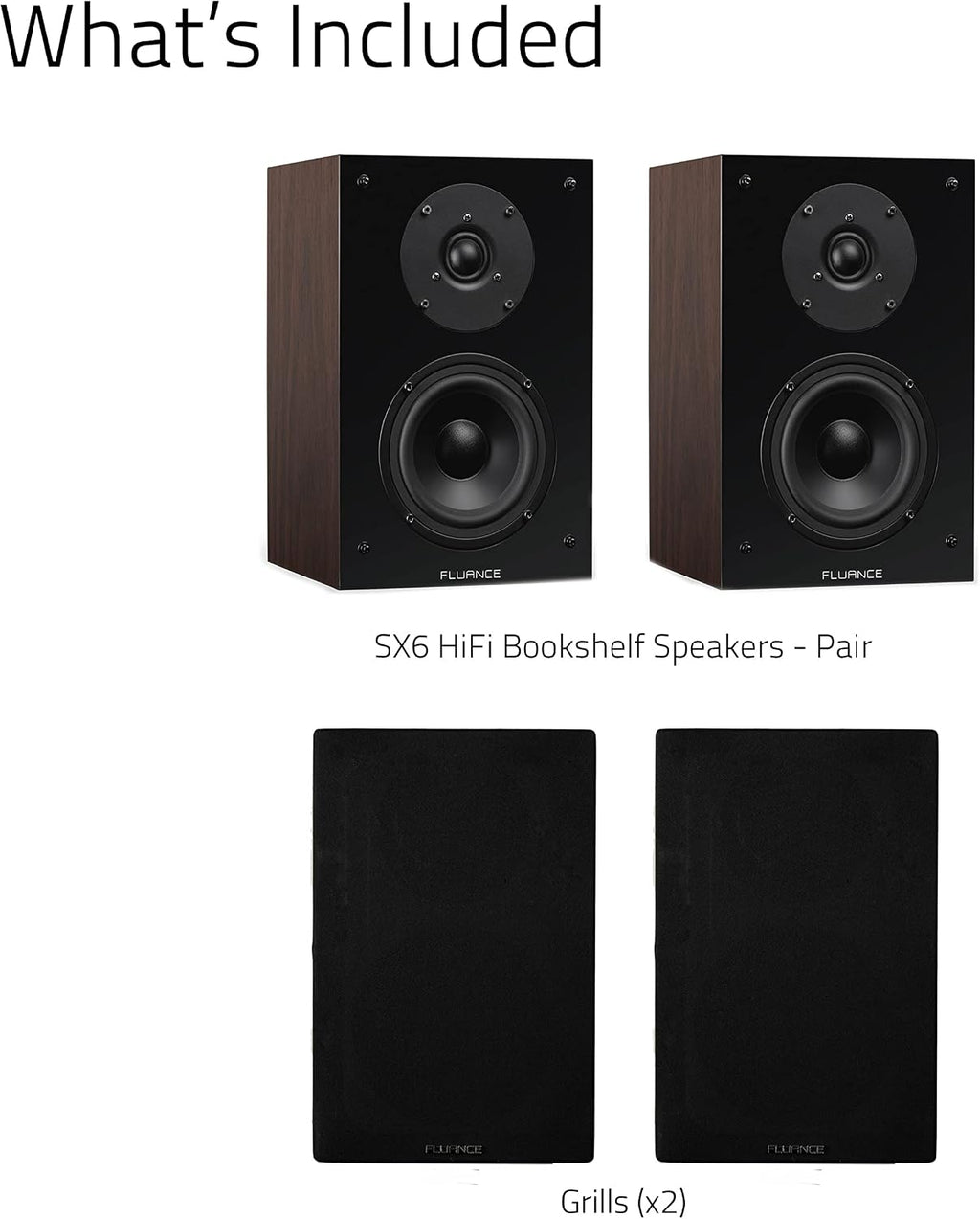 Fluance Elite High Definition 2-Way Bookshelf Surround Sound Speakers for 2-Channel Stereo Listening or Home Theater System - Natural Walnut/Pair (SX6W)