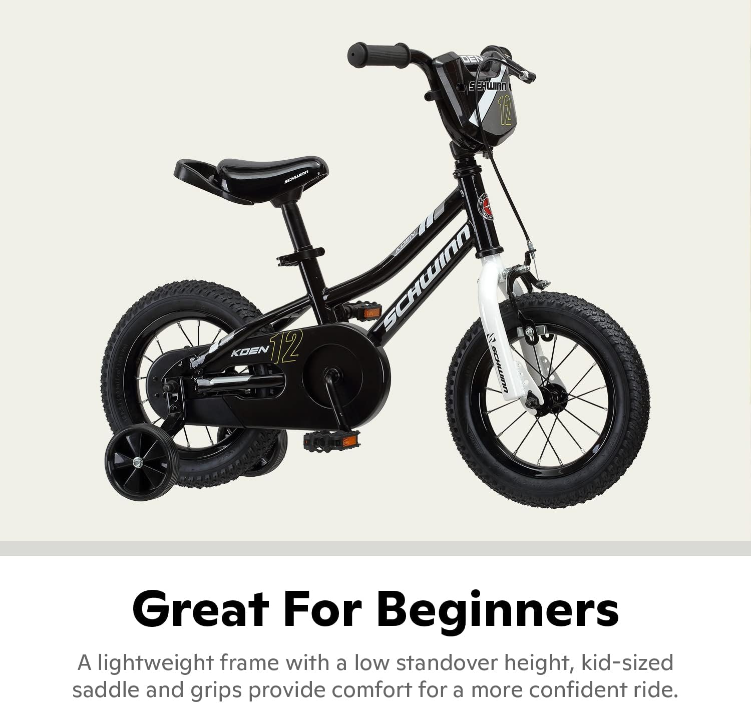 Schwinn Koen Bike, 12 Inch Bike for Kids Ages 2-4, SmartStart Ergonomic Design for Kids, Adjustable Seat Grows with your Child, Rear Coaster Brake and Front Caliper Brake, Training Bicycle