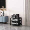 Rolling Audio Component Rack Tower Media Stereo Stand Equipment Shelf, Home Commercial Corner Entertainment Center, Stereo Shelf HiFi Audio Systems, 3 tier-49cm Tall