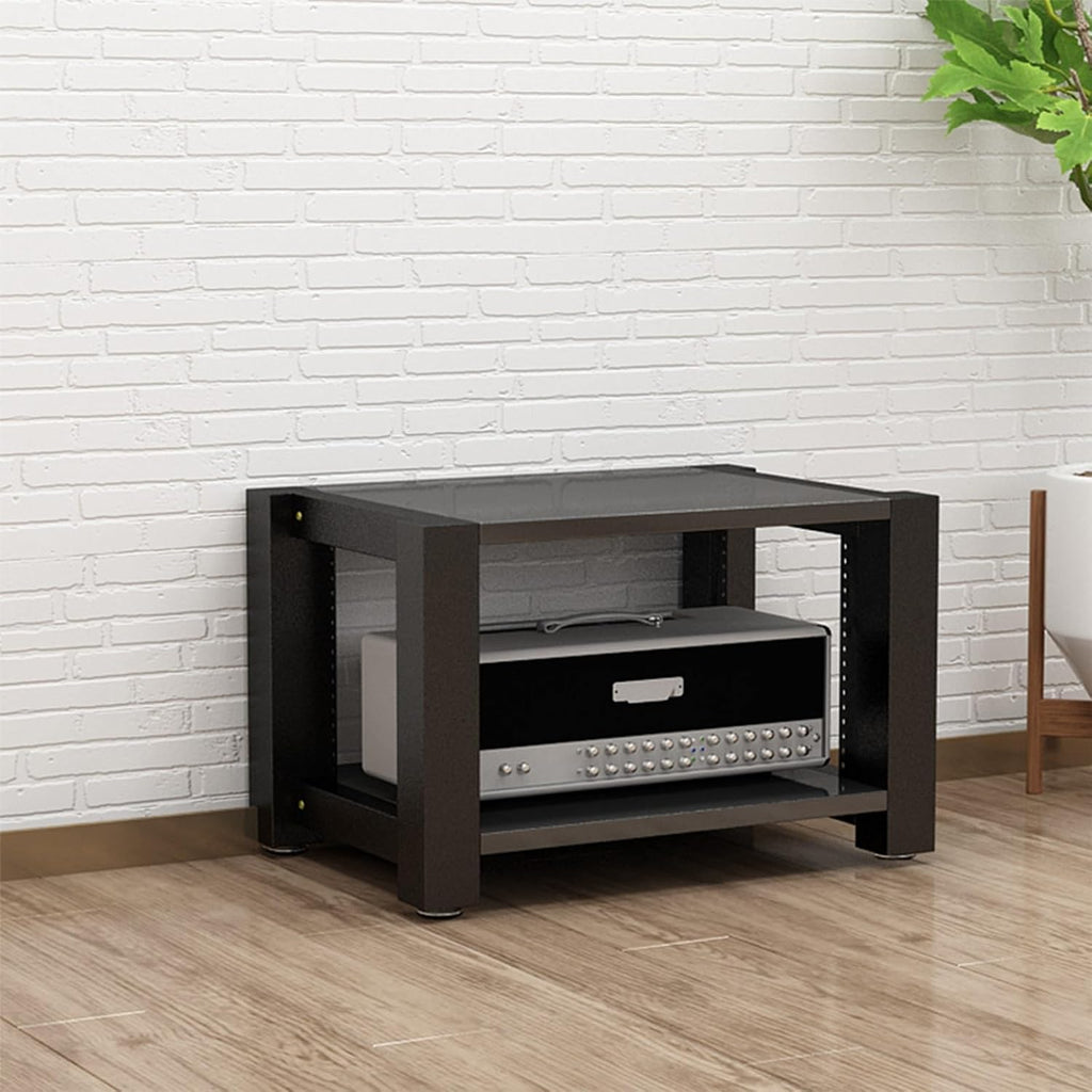 Stereo Racks and Stands, 2/3/4/5 Tier AV Media Stand, Audio Equipment Rack with Adjustable Shelves, Reinforced Steel Frame, Adjustable Footpads, for Home Theater(Black,2 Tier 60x51x40cm)