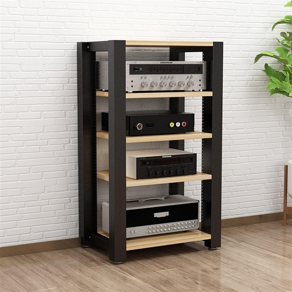 2/3/4/5-Tier Audio/Video Component Cabinet Media Stand CD Player Stand Stereo Equipment Storage Rack with Height Adjustable Wooden Shelf for Home/Offi(A-5-Tier)