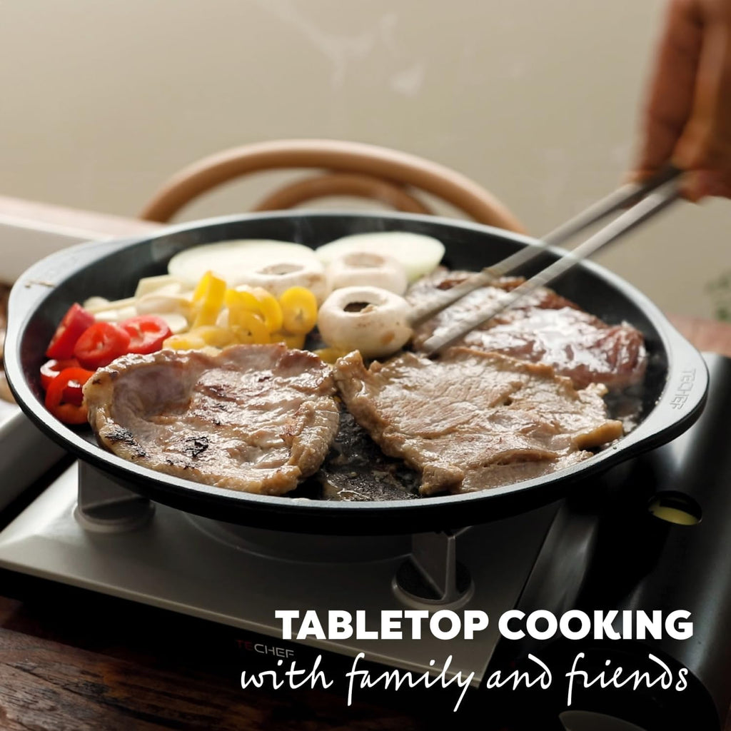 TECHEF - Stovetop Korean BBQ Non-Stick Grill Pan with Agni Portable Gas Stove Burner, Made in Korea (Master KBBQ Set)