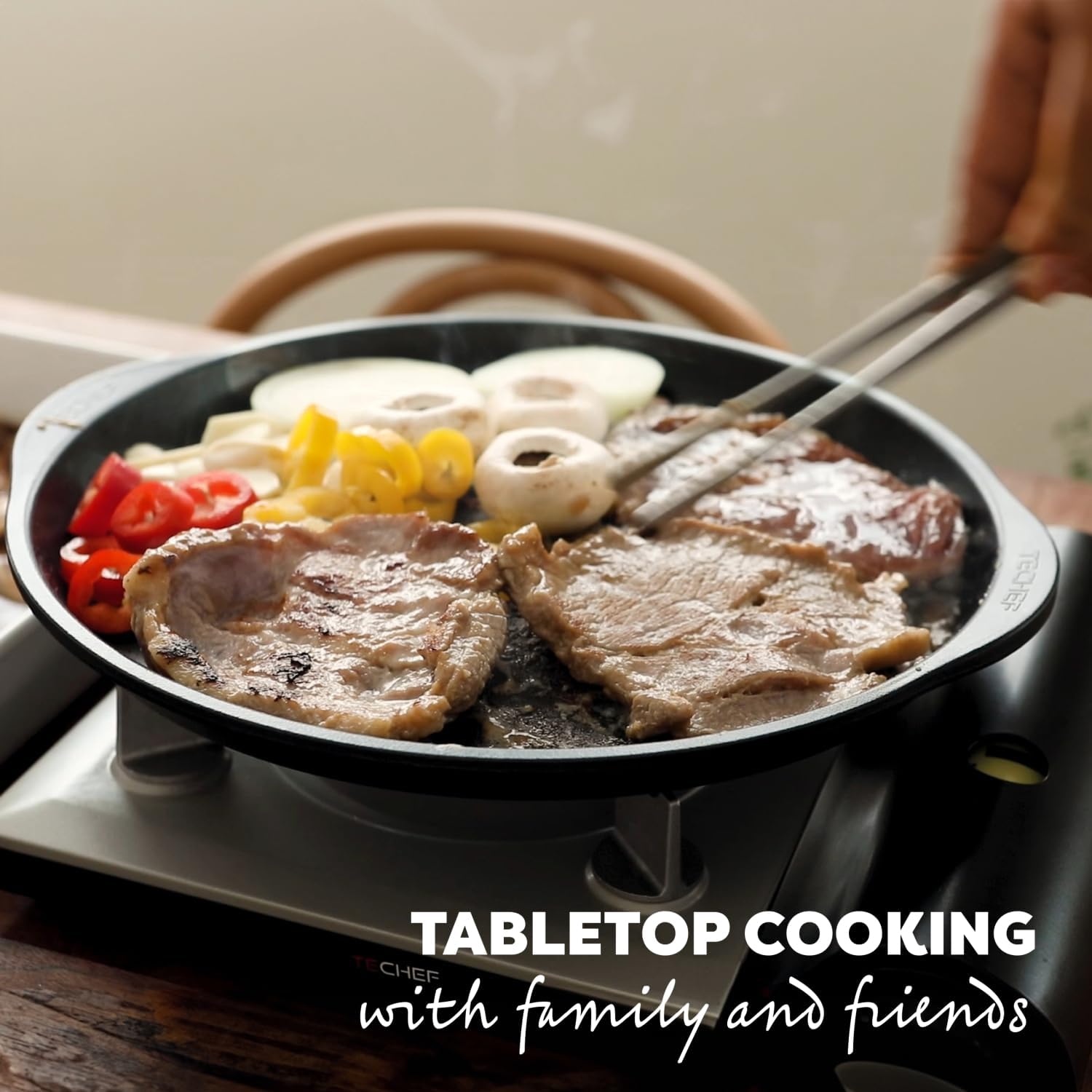TECHEF - Stovetop Korean BBQ Non-Stick Grill Pan with Agni Portable Gas Stove Burner, Made in Korea (Master KBBQ Set)