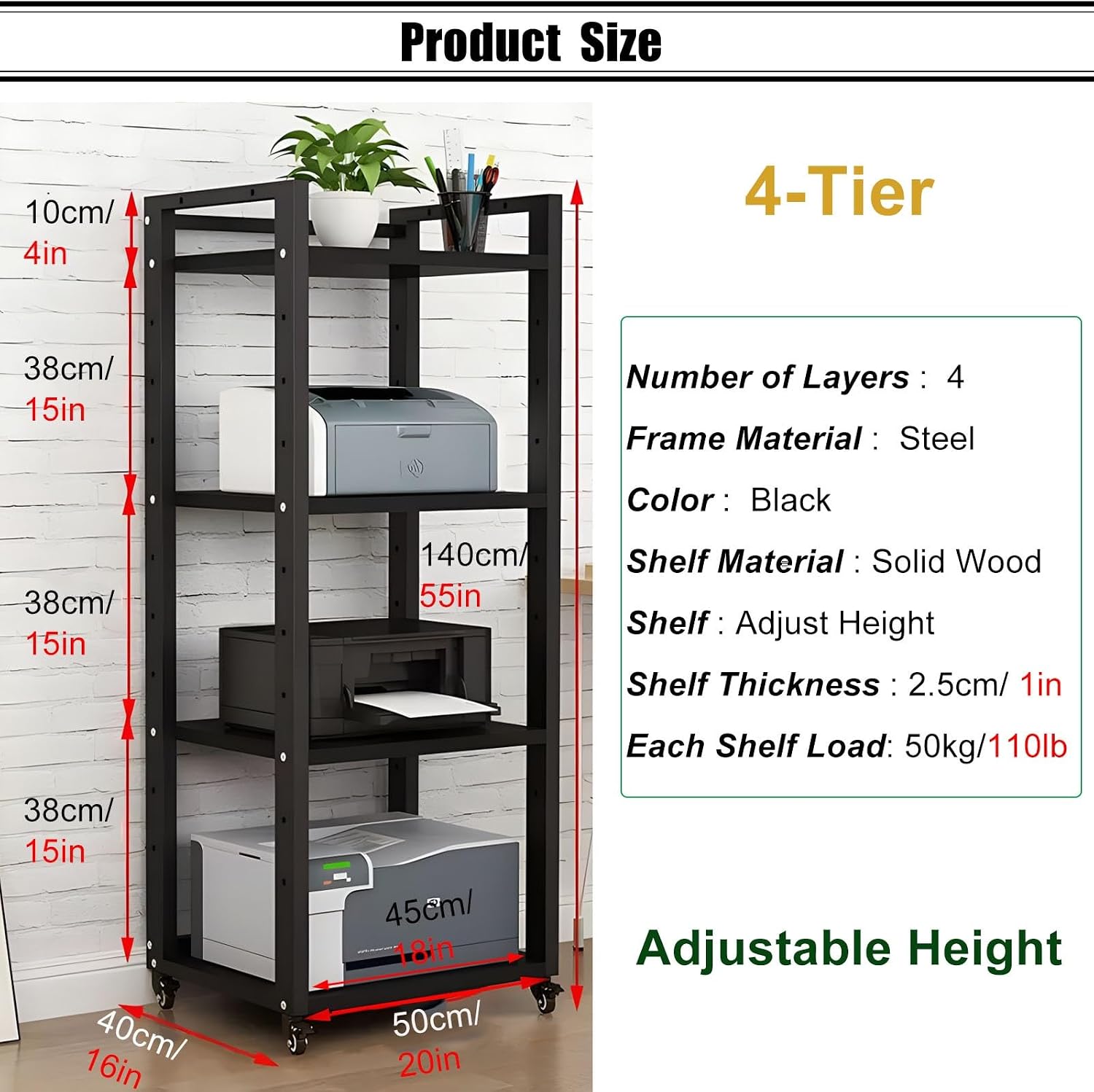 Modern Black HiFi Stand with Wheels 4 Tier Audio Equipment Rack for Heavy Duty DVD Storage and Media Shelf Stylish HiFi Cabinets for Home Audio System