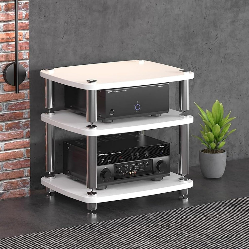 1/2/3/4-layer HiFi Audio Cabinet HiFi Stand Record Player MDF Stand, Audio Rack with Shock-Absorbing Feet Power Amplifier Shelf Equipment Cabinet, D,60 * 48 * 57cm(3Tier)