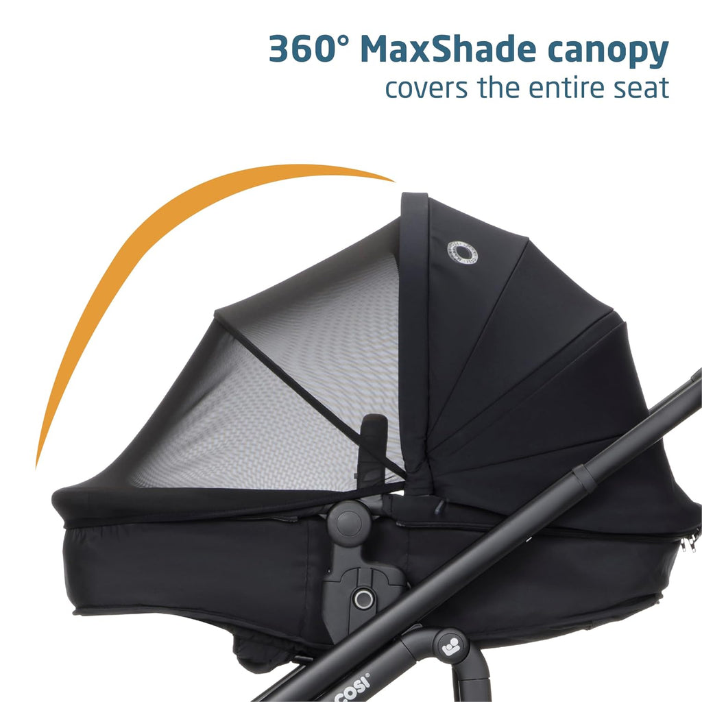 Maxi-Cosi Tayla Max Baby Strollers, Modular with Adjustable Seat, Converts to Lie-Flat Carriage, Parent and World Facing View, Lightweight, Onyx Wonder