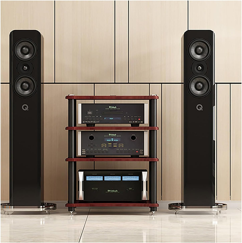 Floor-Standing Gaming Shelf Audio Rack - Space-Saving Media Stand for Audio & Video, Easy to Assemble Mobile Storage for Living Room & Recording Studio (Black, 60x48x40cm)