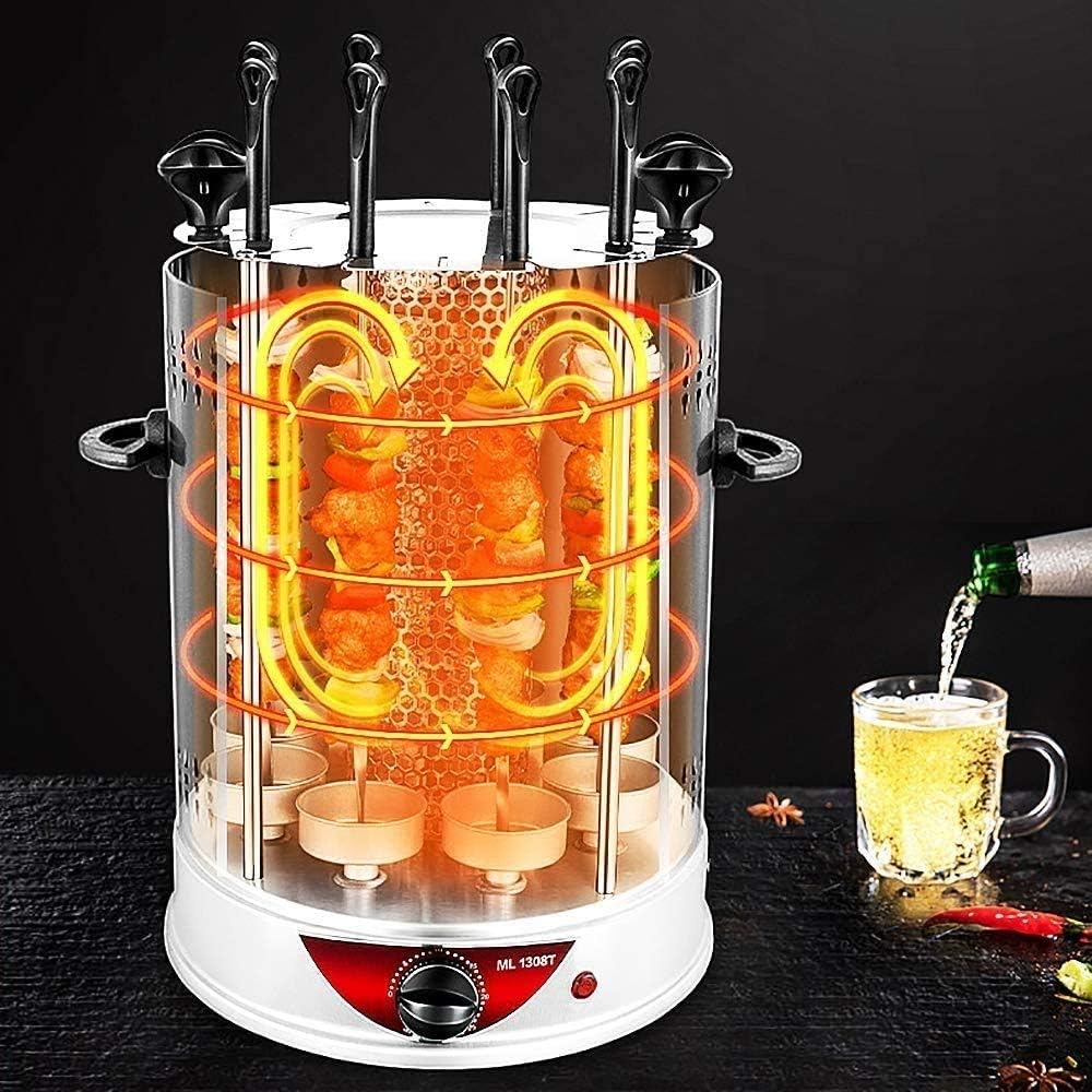 Barbecue Grill Automatically Vertical Rotating Barbecue Smoke-Free for Barbecue with rotisserie Electric for Kebab, skewers and Roast for Home Parties