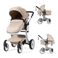 HONEY JOY Baby Stroller, High Landscape Convertible Infant Bassinet, Adjustable Canopy & Backrest, Storage Basket, Foot Cover, Foldable Newborn Carriage Pram (Beige)